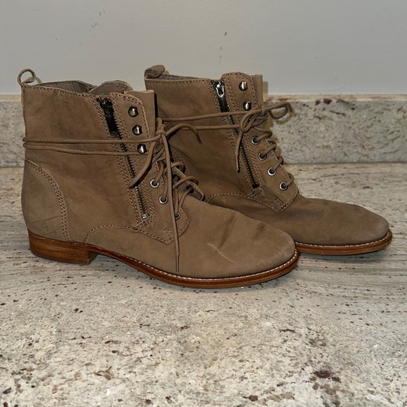 Sam Edelman Mackay Putty Nubuck Slouchy Combat Boots - Picture 1 of 7